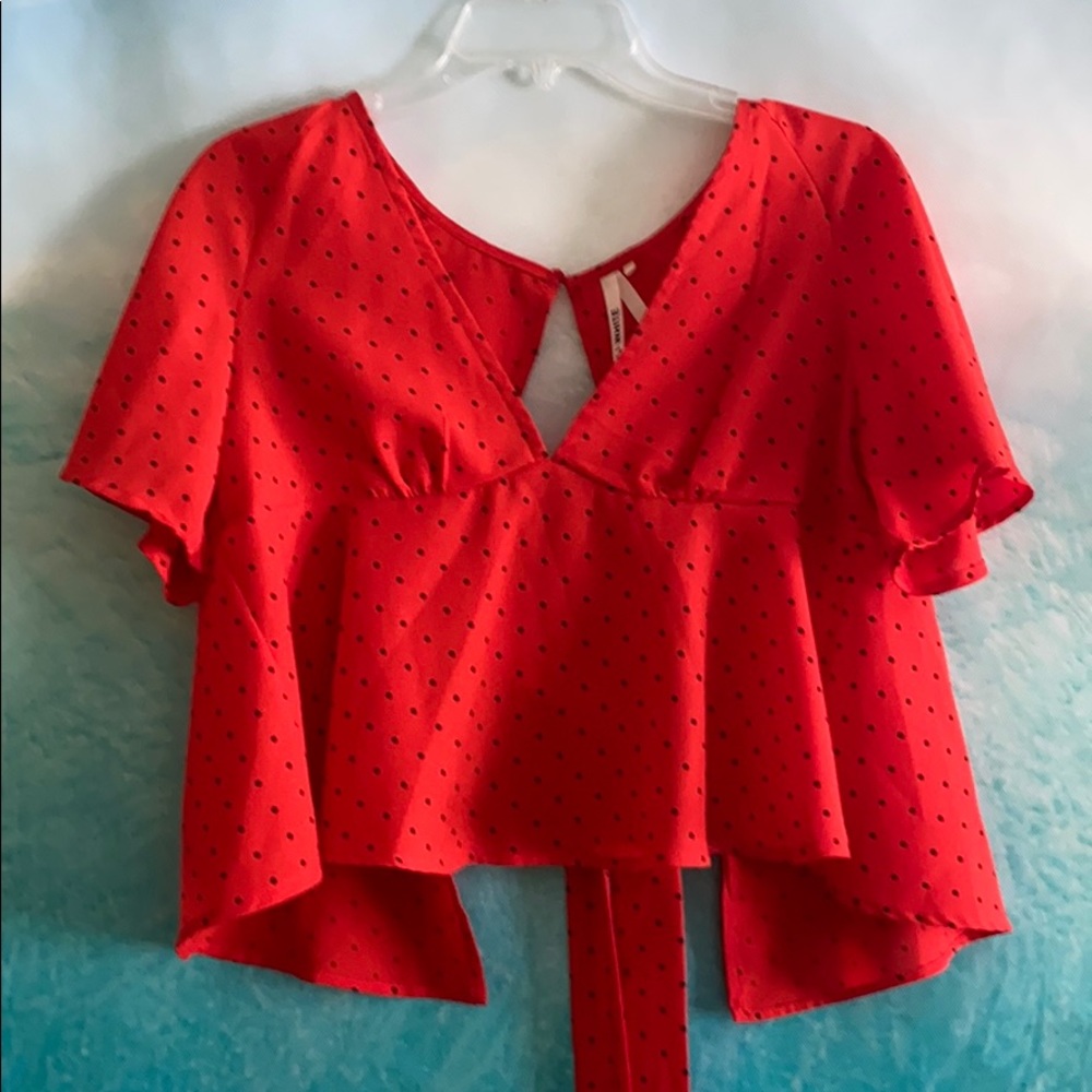 Nasty Gal red and black crop top